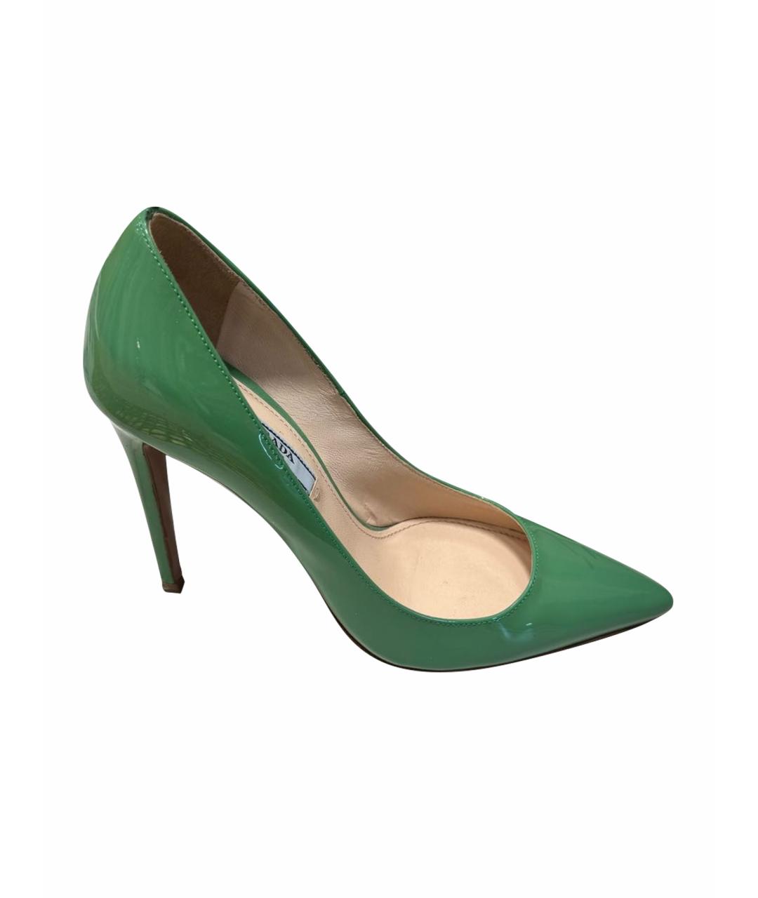 PRADA Бирюзовые туфли из лакированной кожи, фото 1