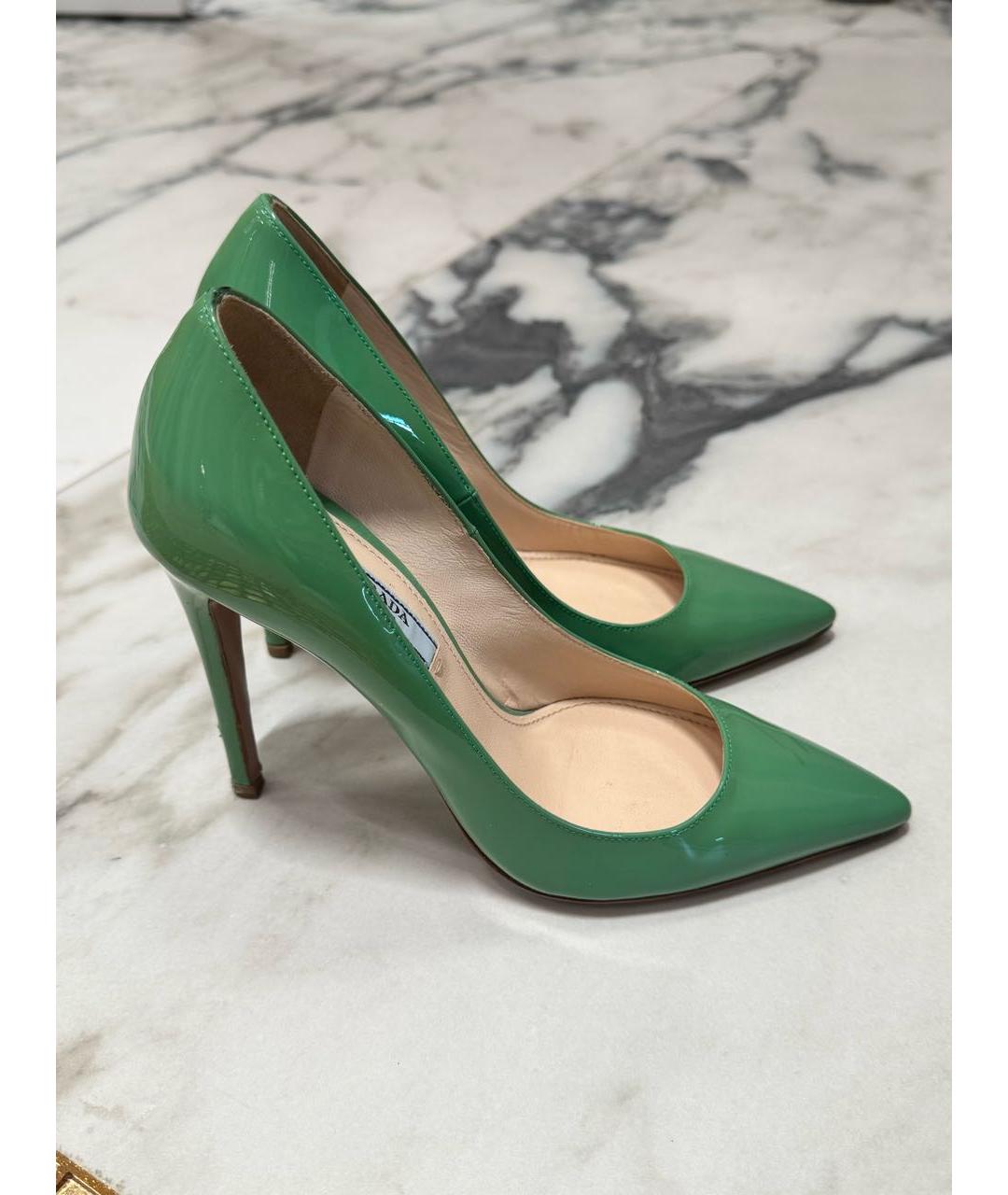 PRADA Бирюзовые туфли из лакированной кожи, фото 8