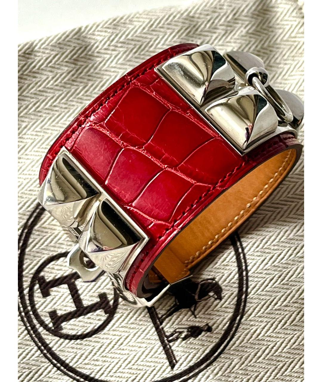 HERMES Красный браслет из экзотической кожи, фото 6