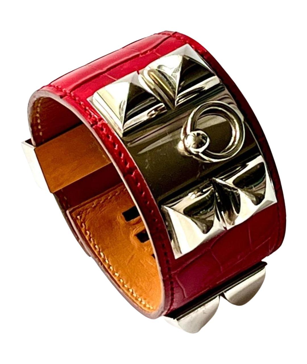 HERMES Красный браслет из экзотической кожи, фото 1