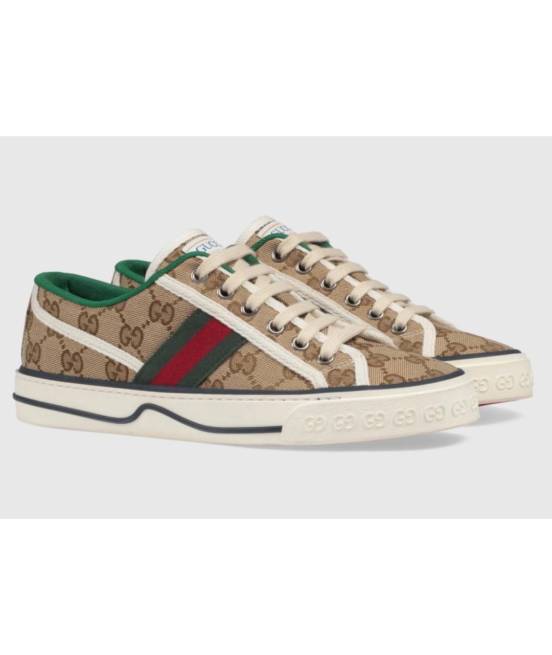 GUCCI Коричневые текстильные кеды, фото 6