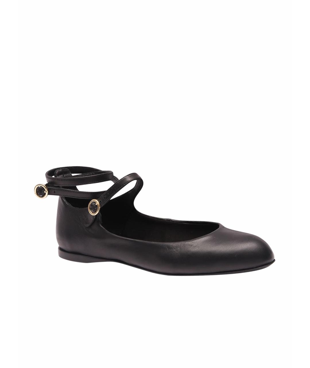 MAX MARA Черные кожаные балетки, фото 5
