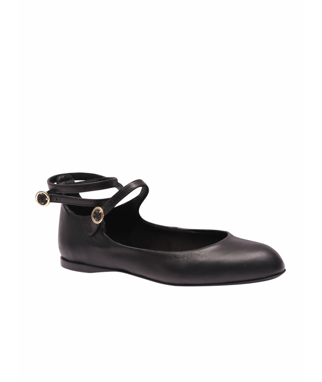 MAX MARA Черные кожаные балетки, фото 1