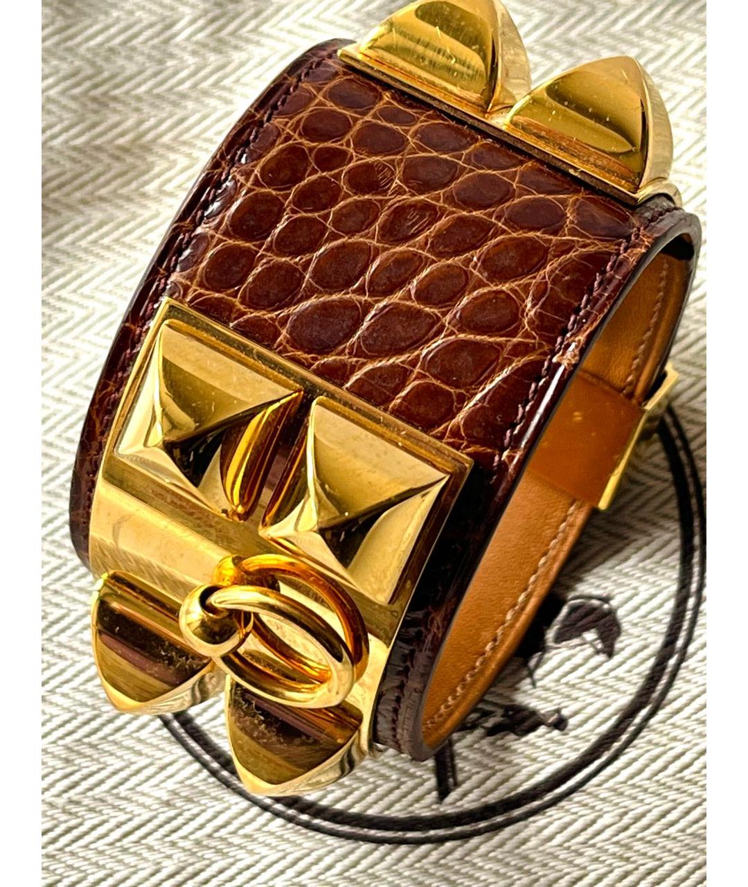 HERMES Коричневый браслет из экзотической кожи, фото 3