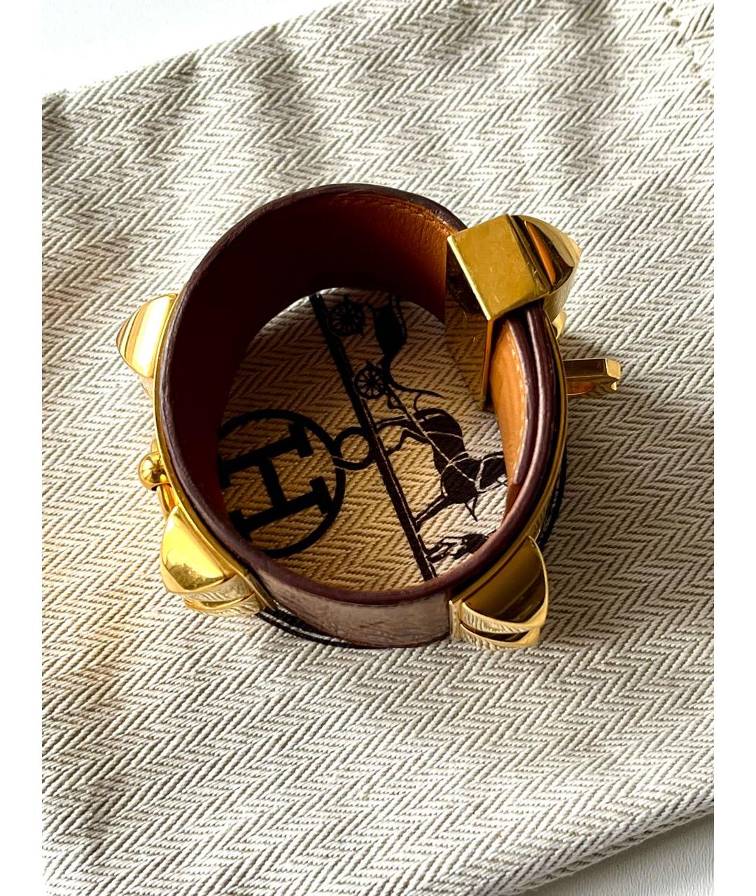 HERMES Коричневый браслет из экзотической кожи, фото 7