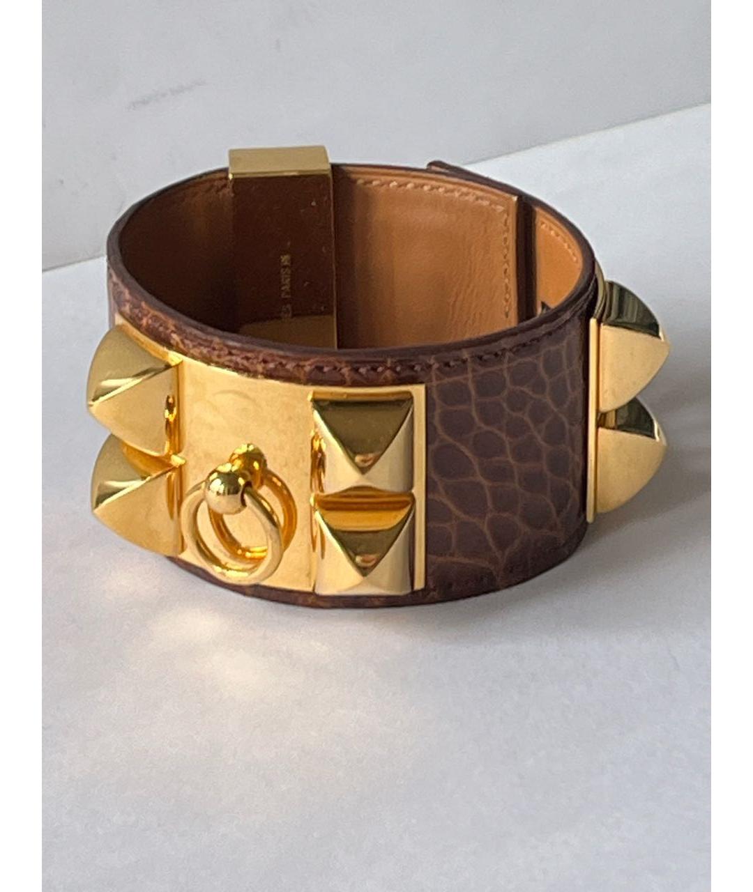 HERMES Коричневый браслет из экзотической кожи, фото 8