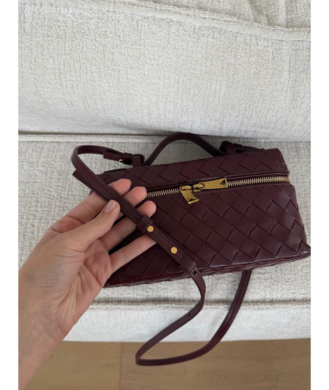 BOTTEGA VENETA Бордовая кожаная сумка через плечо, фото 4