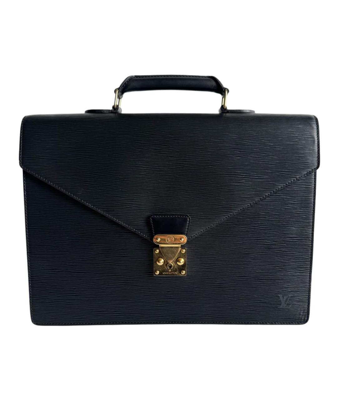 LOUIS VUITTON Черный кожаный портфель, фото 9