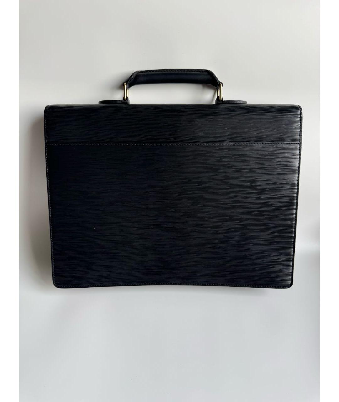 LOUIS VUITTON Черный кожаный портфель, фото 2