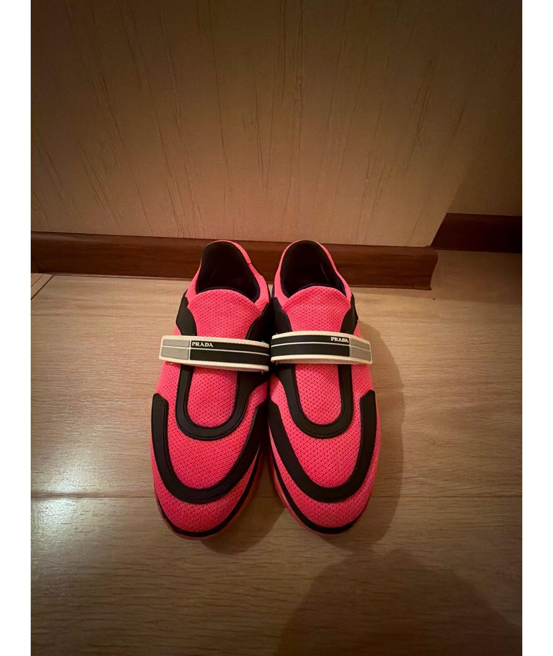 PRADA Розовые текстильные кроссовки, фото 2
