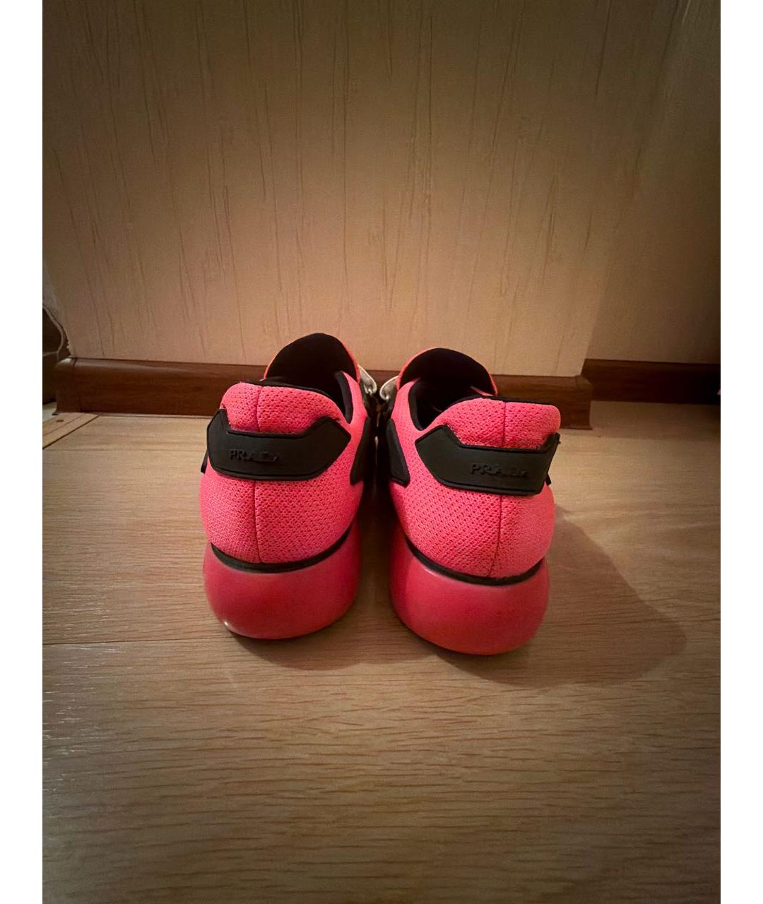 PRADA Розовые текстильные кроссовки, фото 4
