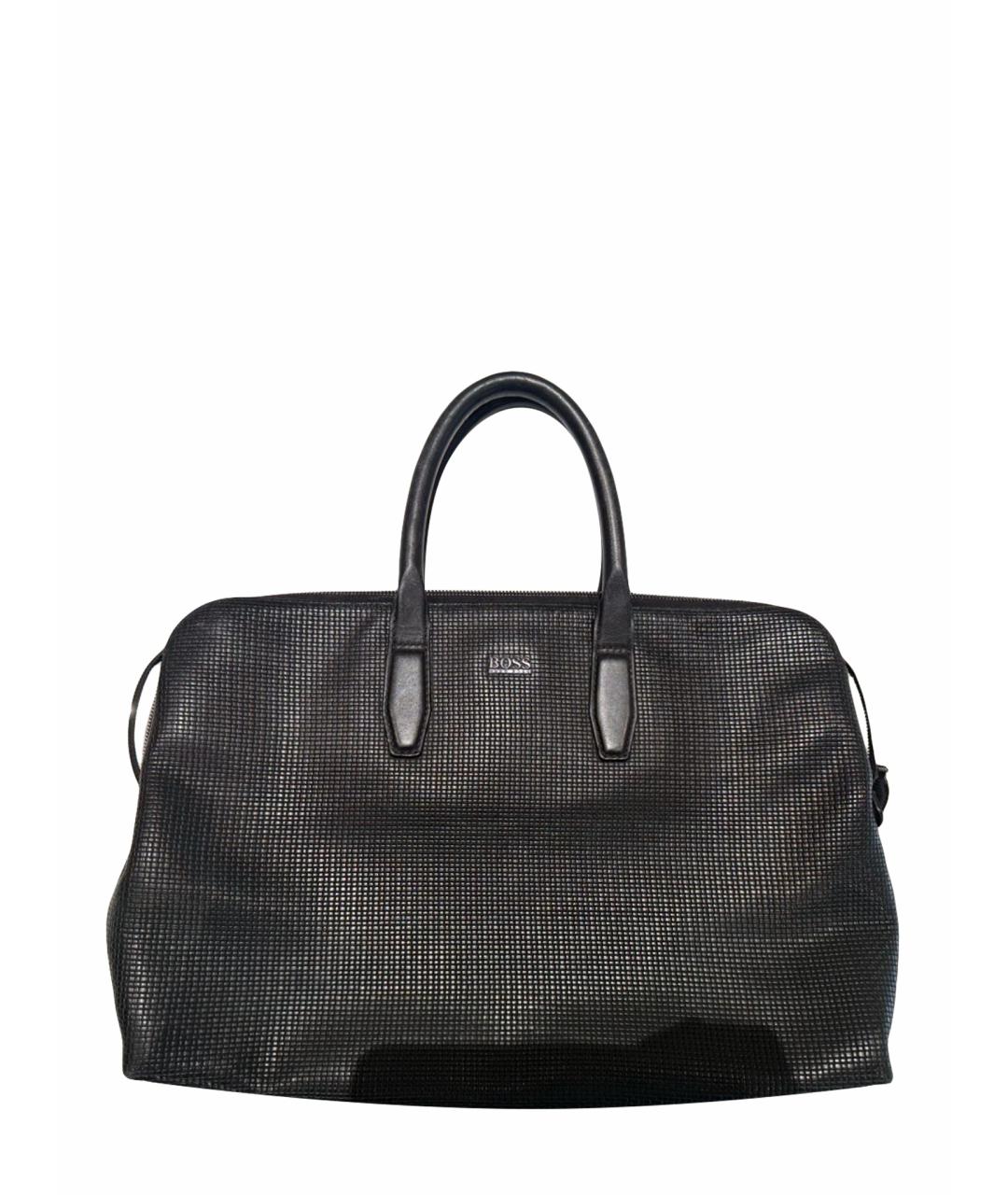 HUGO BOSS Черный кожаный портфель, фото 1