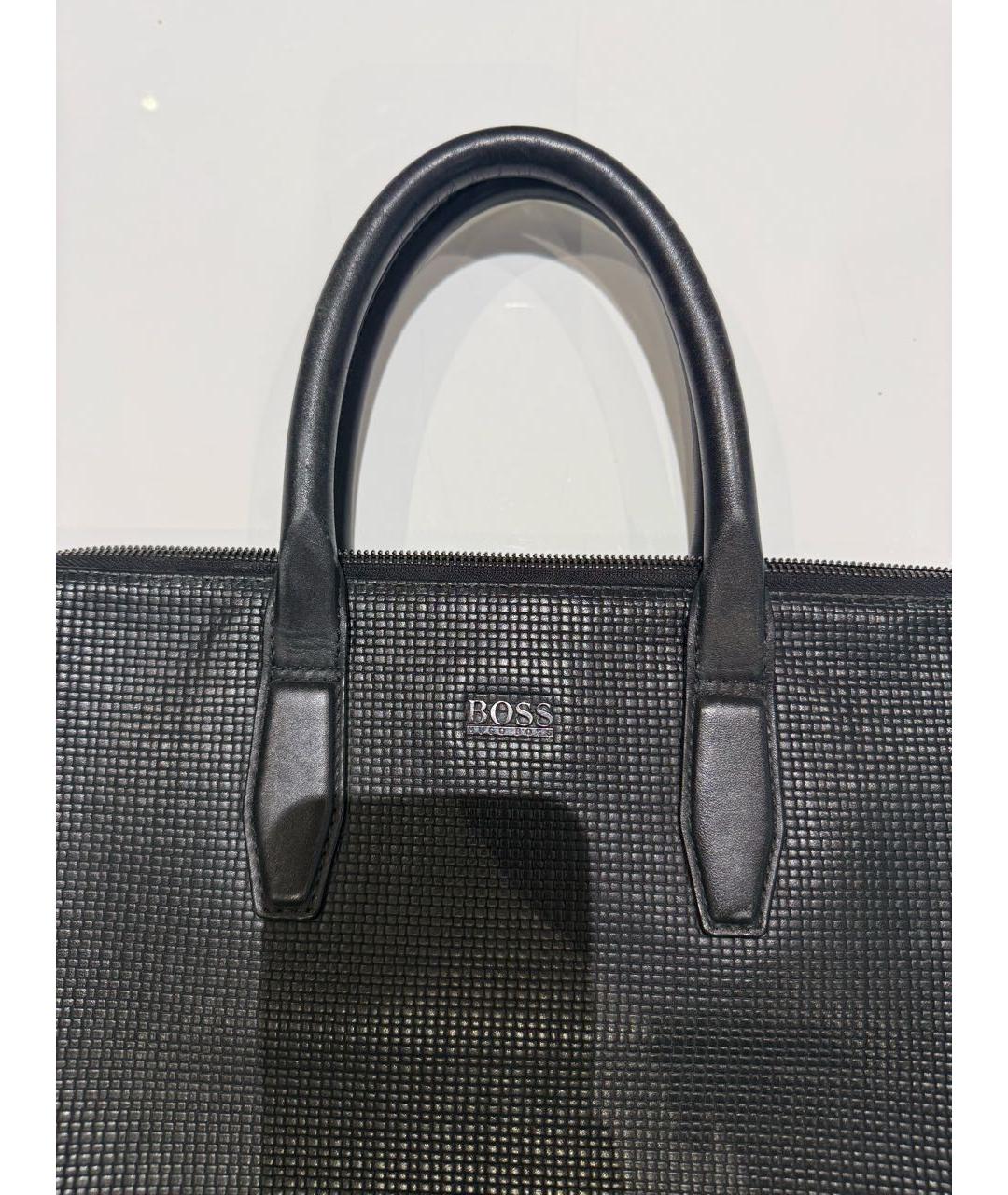 HUGO BOSS Черный кожаный портфель, фото 3