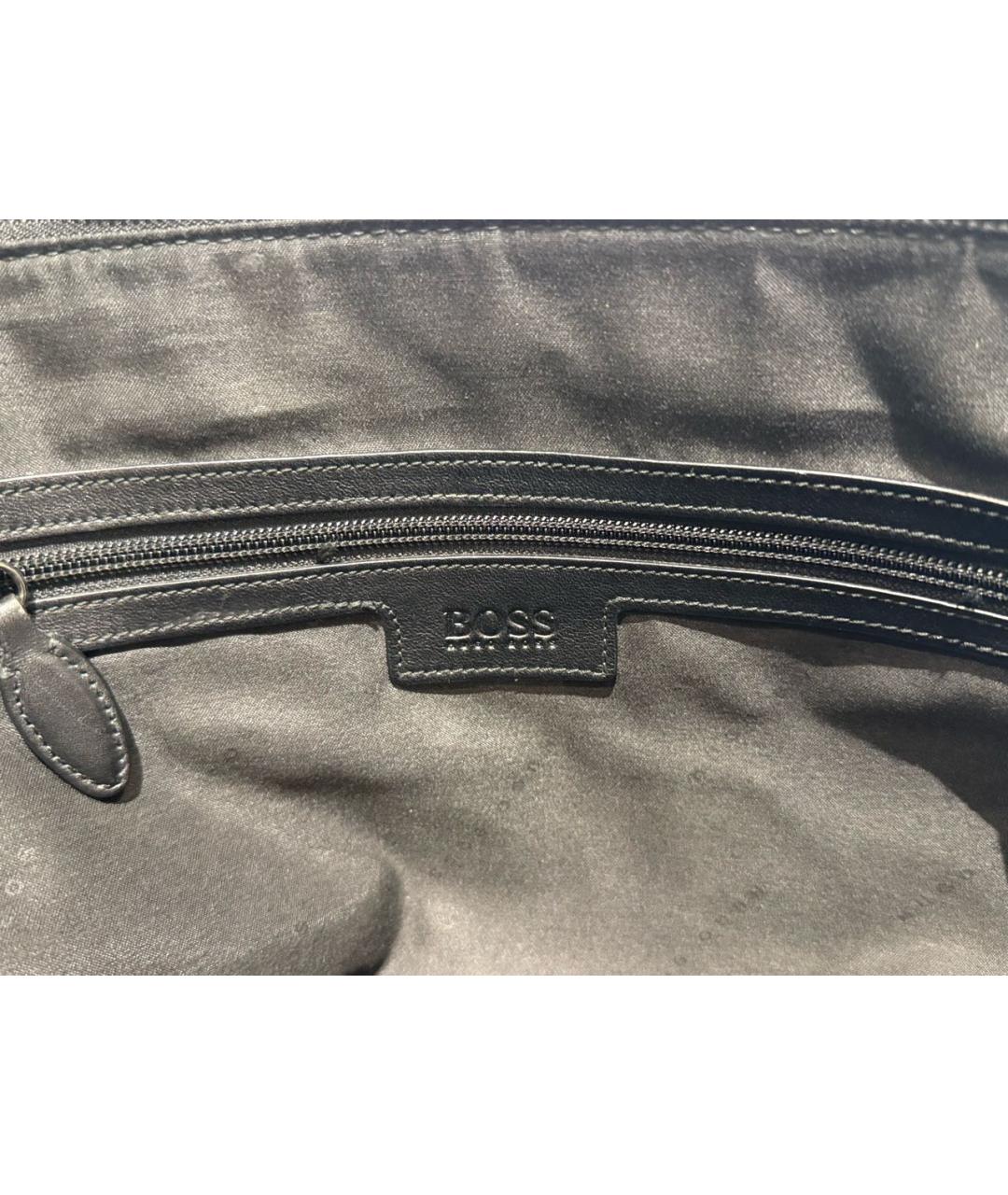 HUGO BOSS Черный кожаный портфель, фото 5