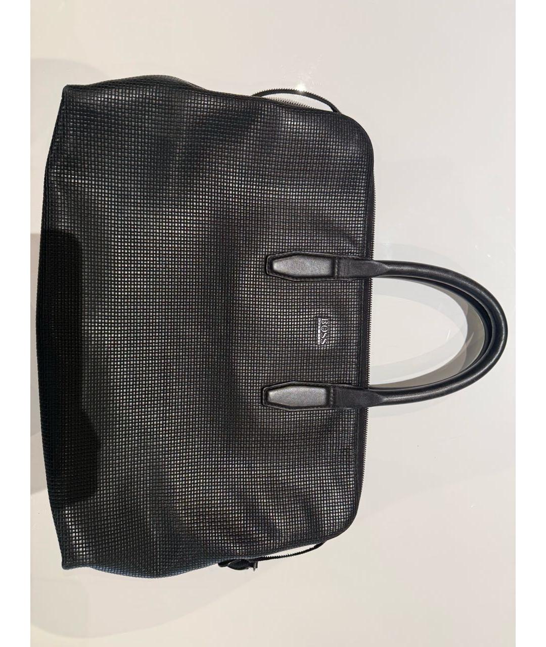 HUGO BOSS Черный кожаный портфель, фото 8