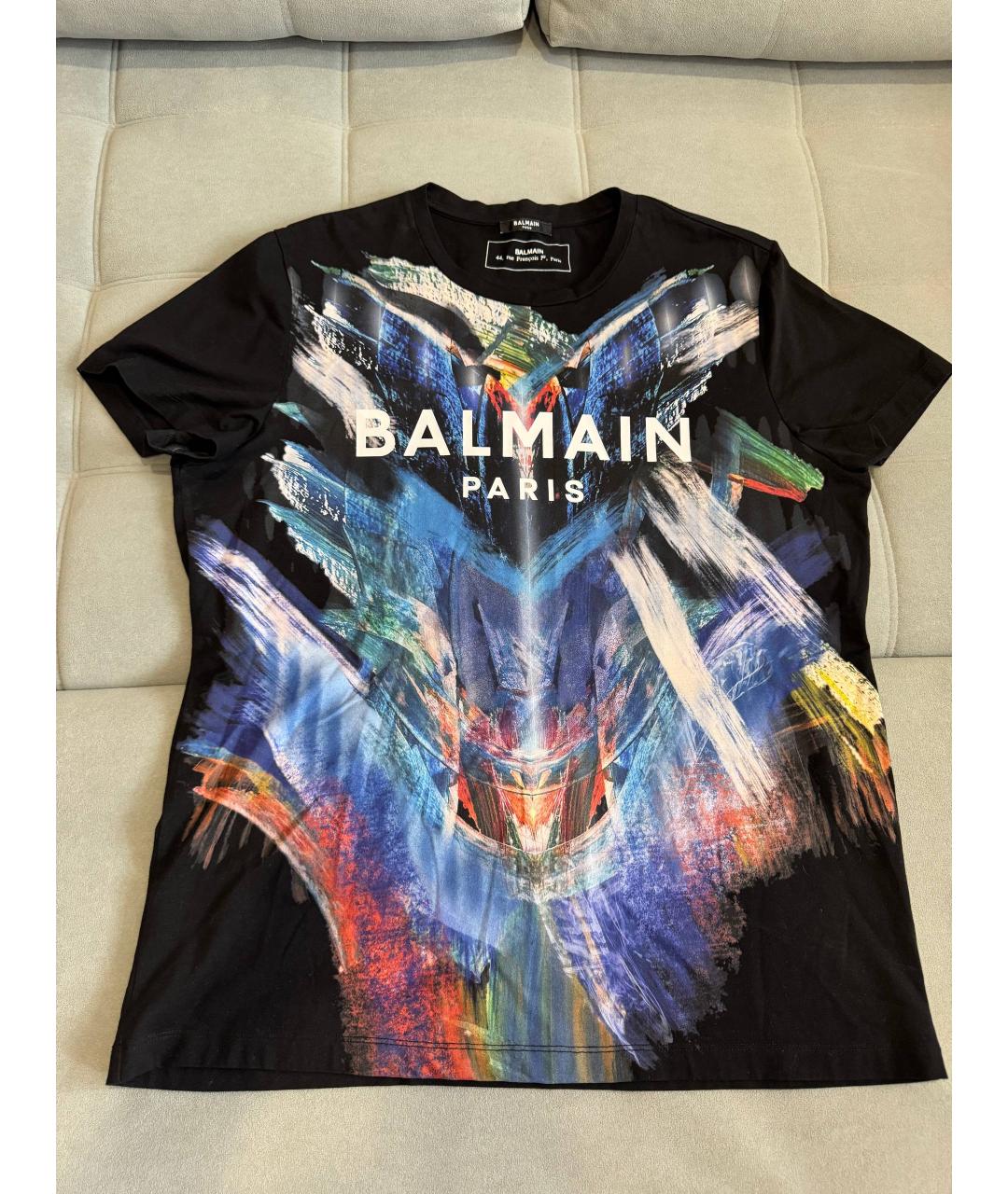 BALMAIN Черная хлопковая футболка, фото 2