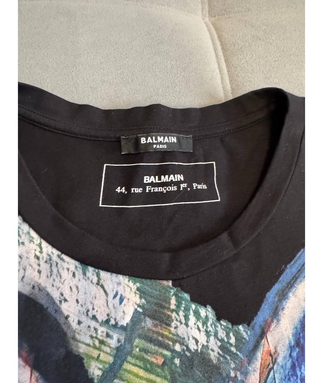 BALMAIN Черная хлопковая футболка, фото 3