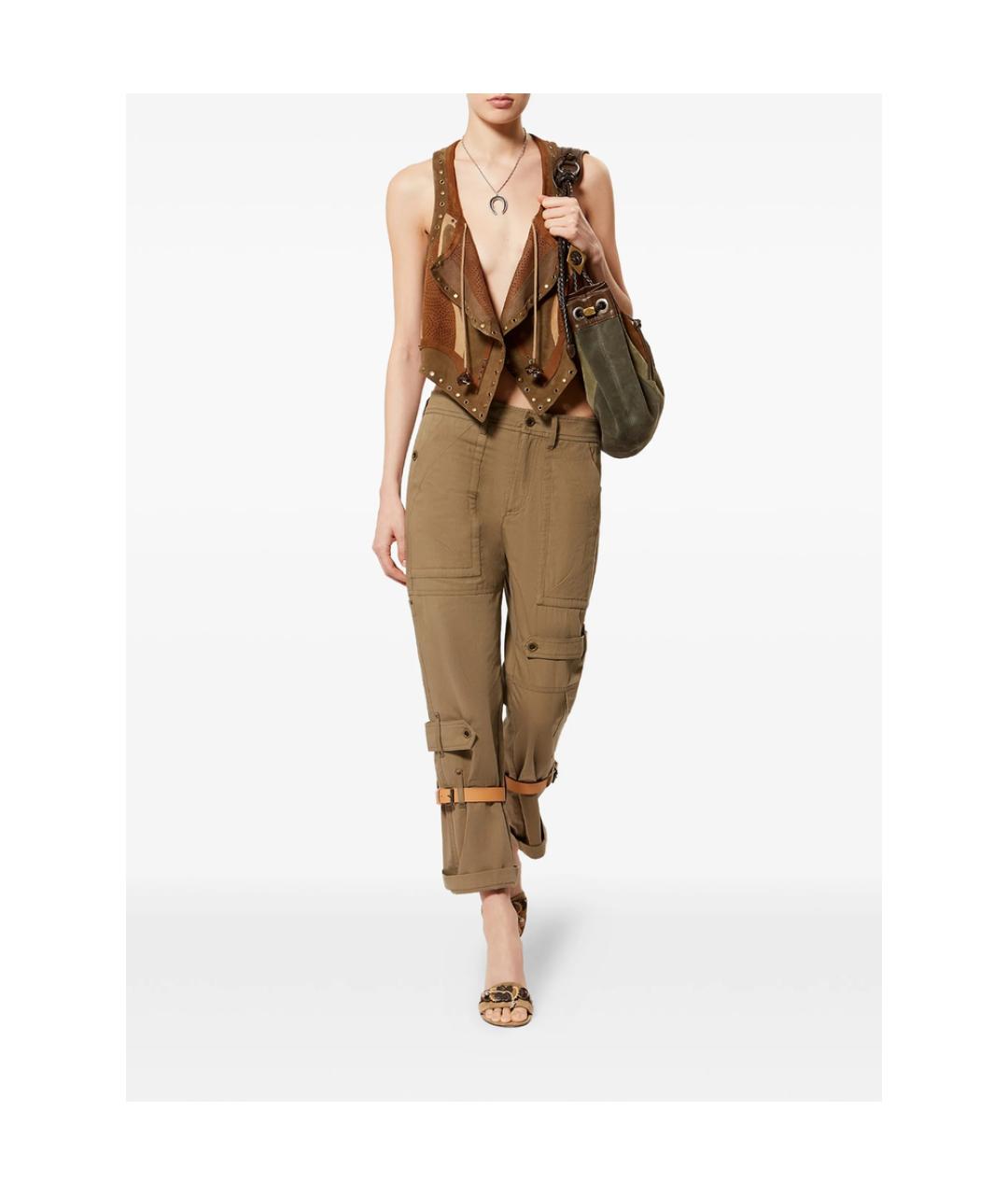 ISABEL MARANT Коричневые хлопковые прямые брюки, фото 5