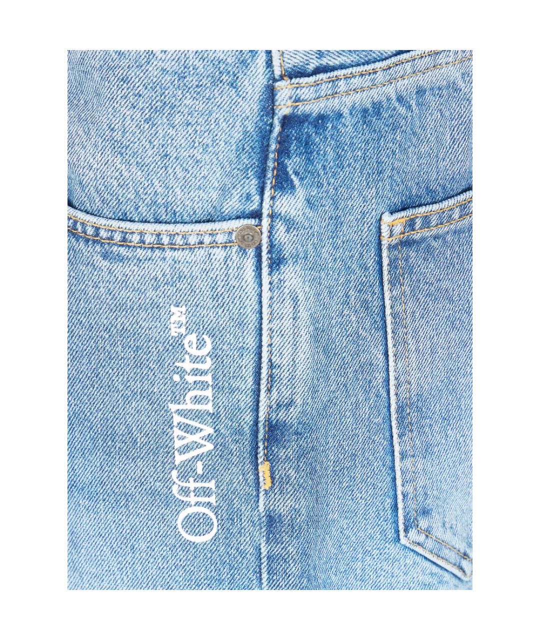 OFF-WHITE Синие хлопковые прямые джинсы, фото 2