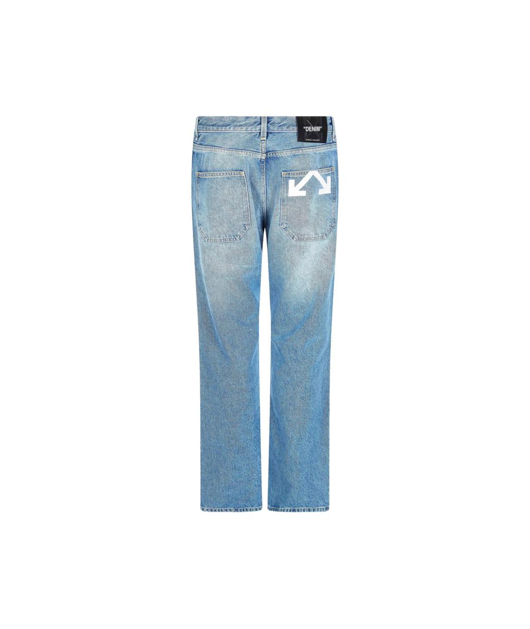 OFF-WHITE Синие хлопковые прямые джинсы, фото 3