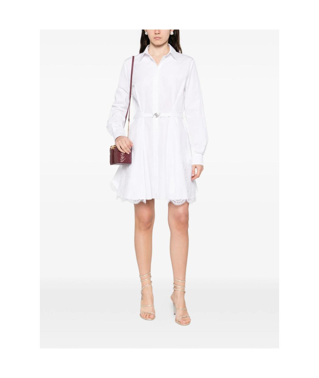 VERSACE Белое хлопковое повседневное платье, фото 3