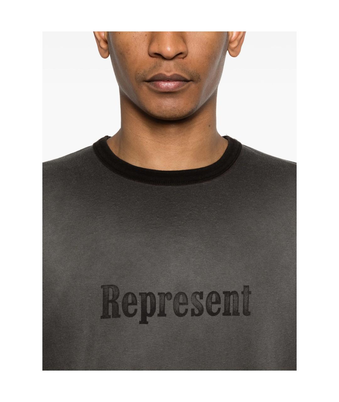 REPRESENT Серая хлопковая футболка, фото 3