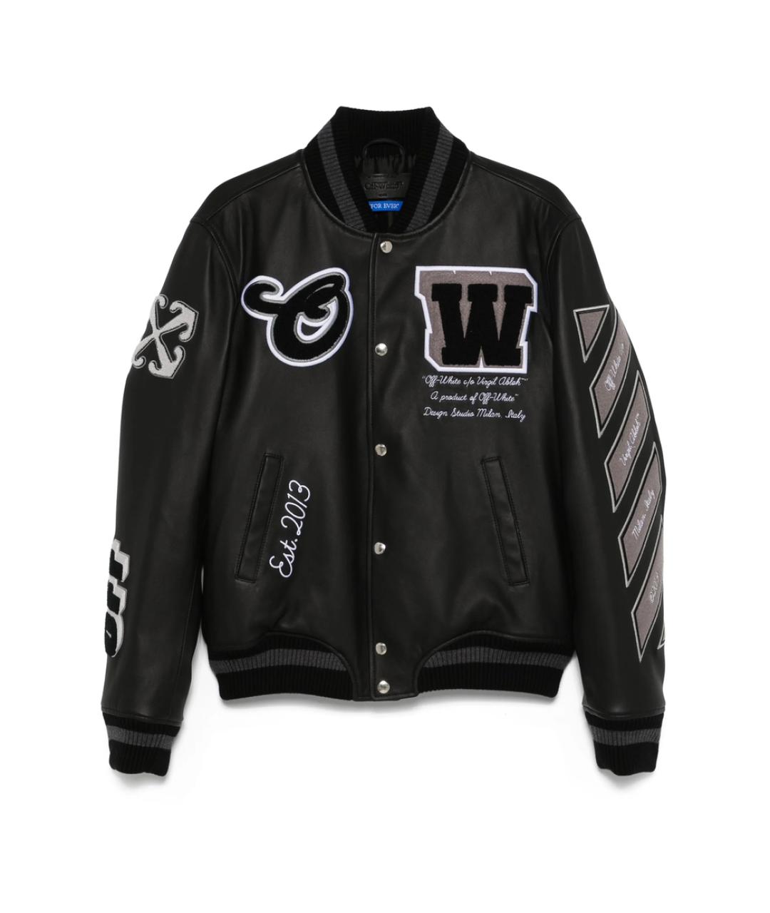 OFF-WHITE Черная кожаная куртка, фото 1