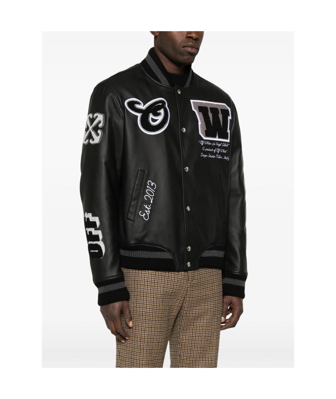 OFF-WHITE Черная кожаная куртка, фото 4