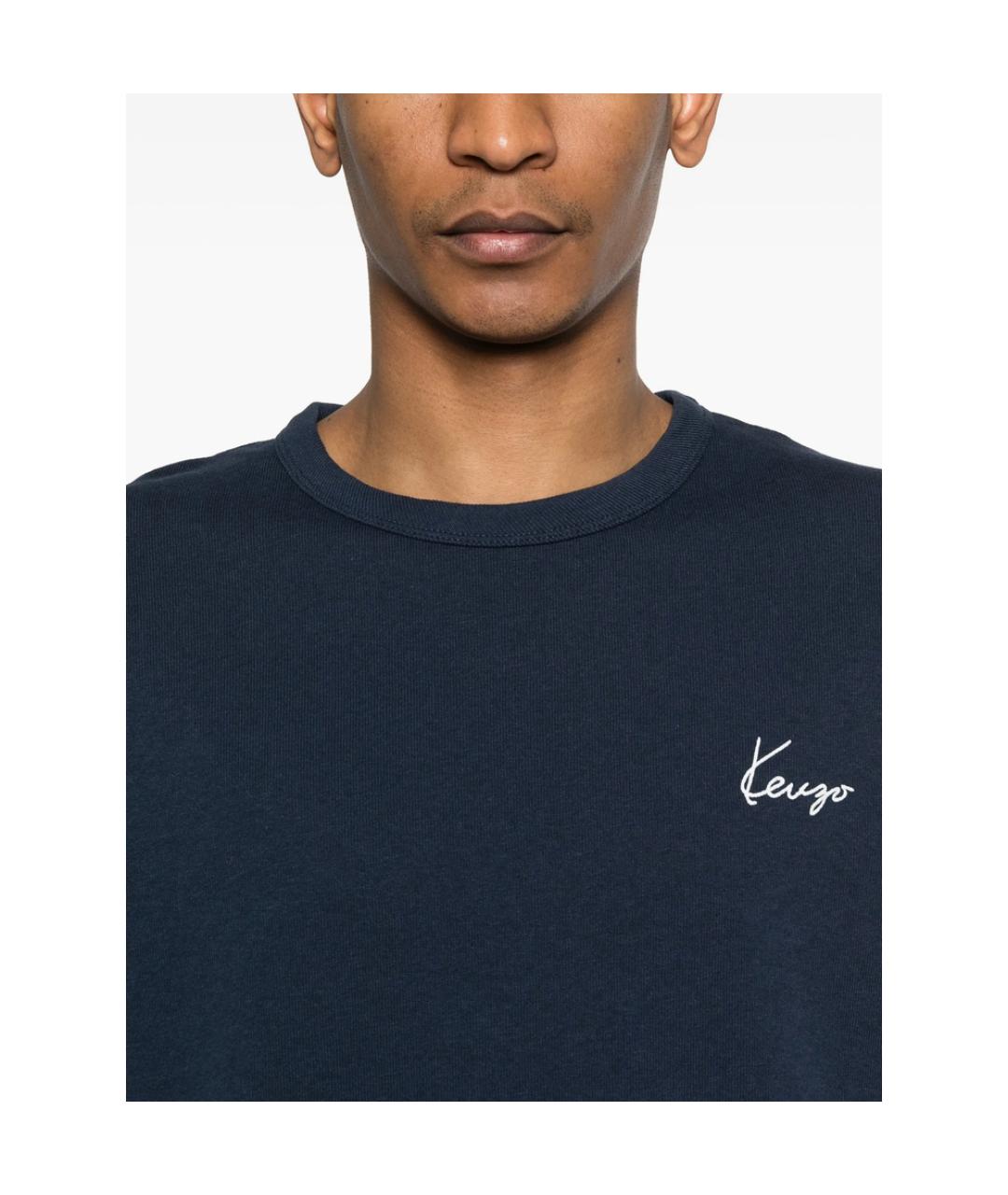 KENZO Темно-синяя хлопковая футболка, фото 2