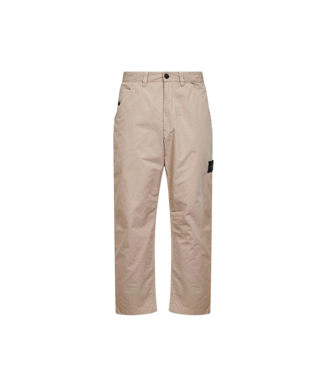STONE ISLAND Бежевые хлопковые повседневные брюки, фото 1