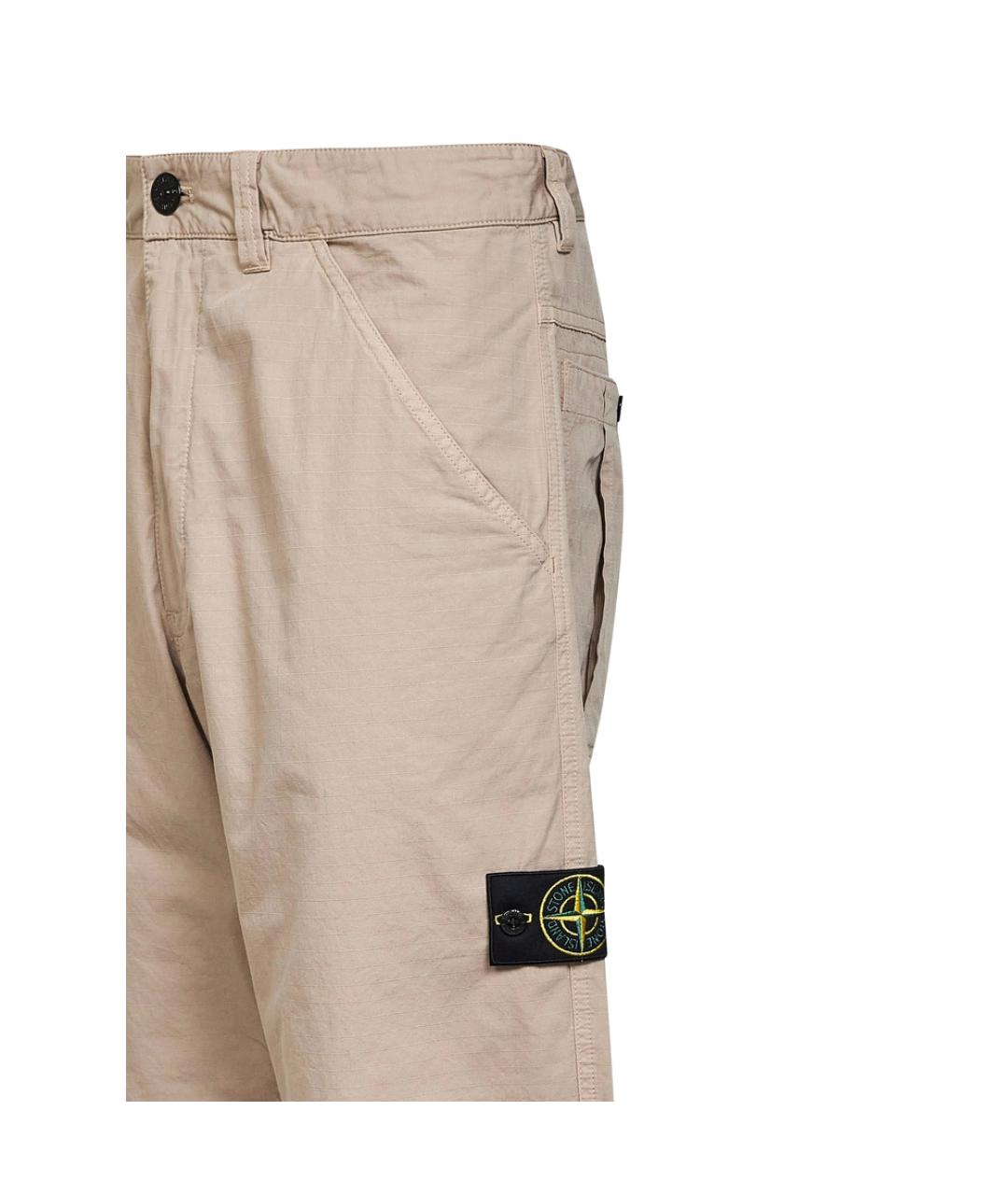 STONE ISLAND Бежевые хлопковые повседневные брюки, фото 3
