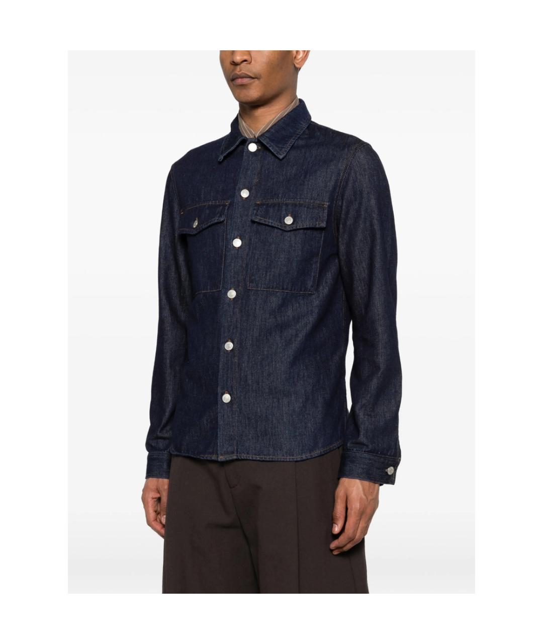 DRIES VAN NOTEN Синяя хлопковая кэжуал рубашка, фото 4