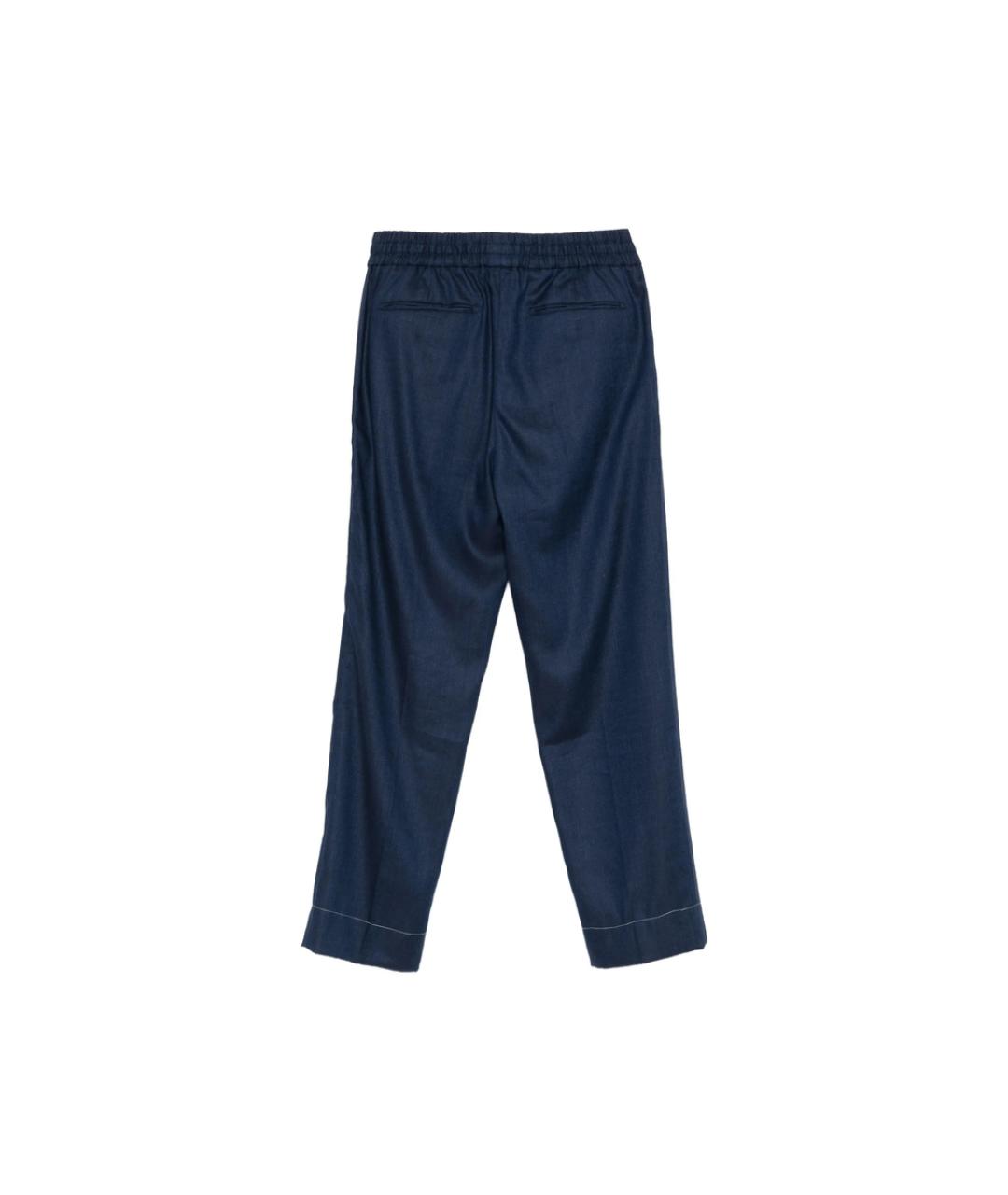 BRIONI Синие льняные классические брюки, фото 3
