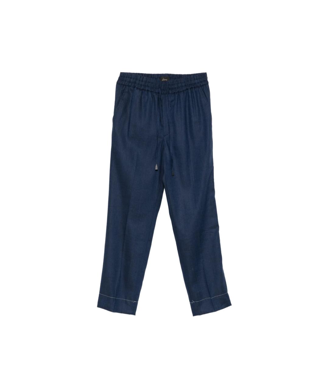 BRIONI Синие льняные классические брюки, фото 1