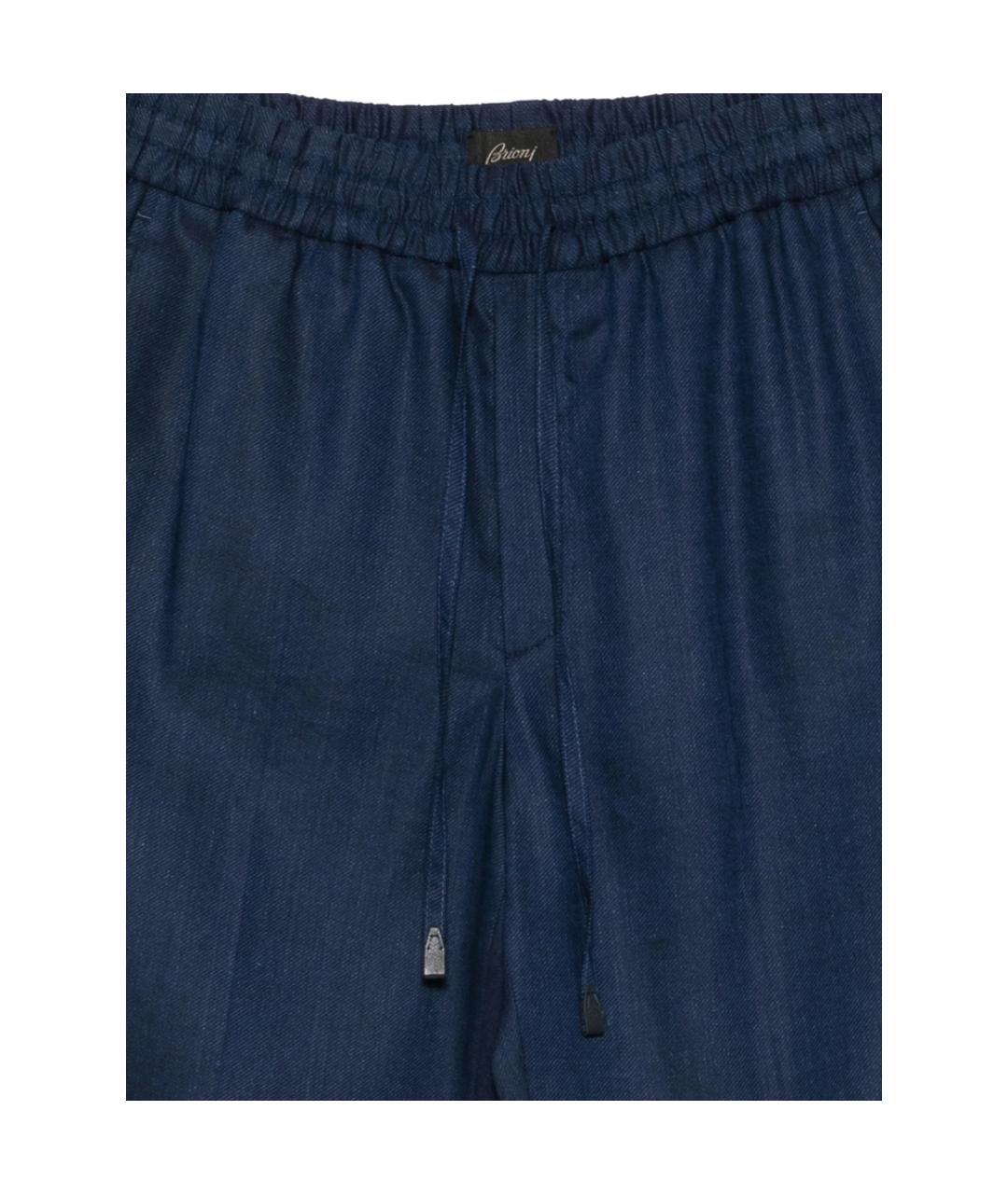 BRIONI Синие льняные классические брюки, фото 2