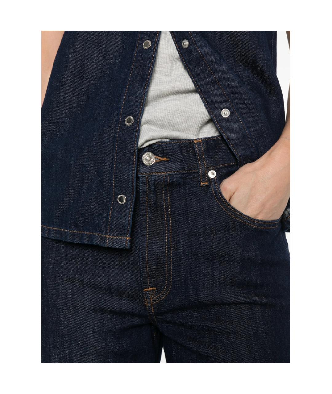 7 FOR ALL MANKIND Синие хлопковые прямые джинсы, фото 2