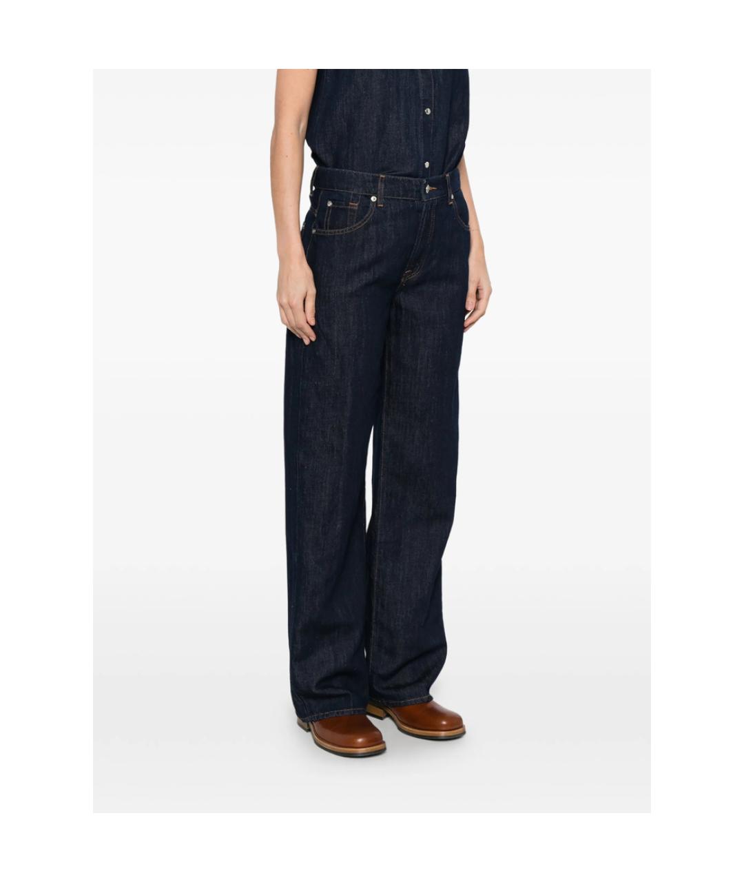 7 FOR ALL MANKIND Синие хлопковые прямые джинсы, фото 4