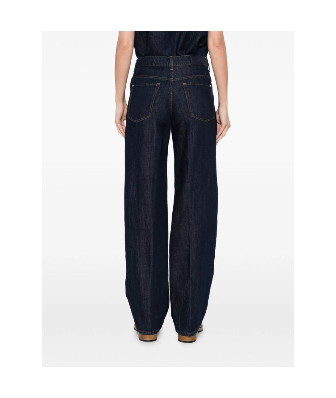 7 FOR ALL MANKIND Синие хлопковые прямые джинсы, фото 5