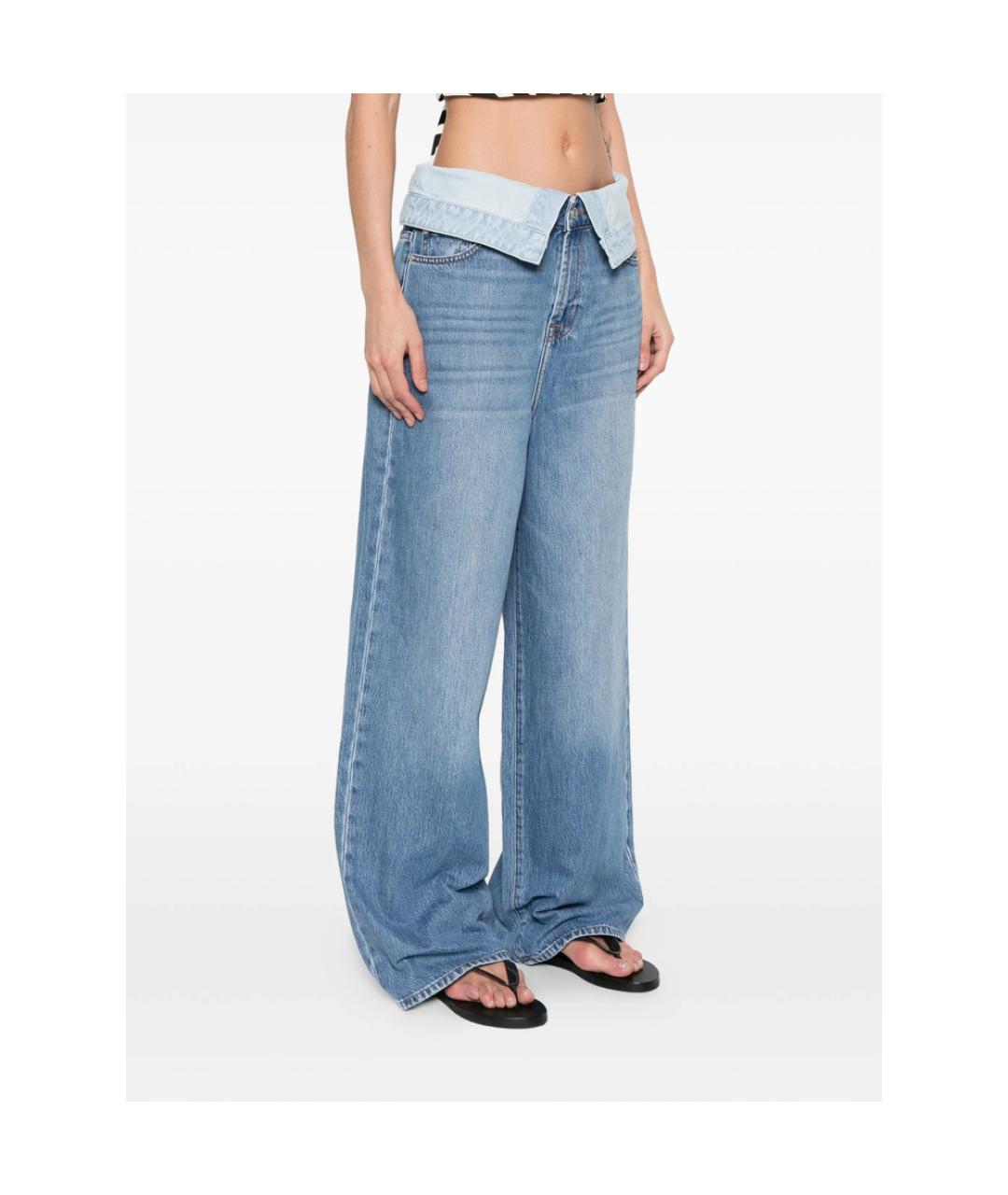 7 FOR ALL MANKIND Синие хлопковые джинсы клеш, фото 4