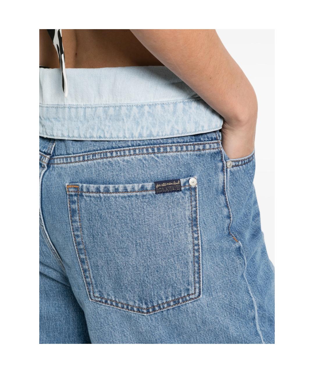 7 FOR ALL MANKIND Синие хлопковые джинсы клеш, фото 5