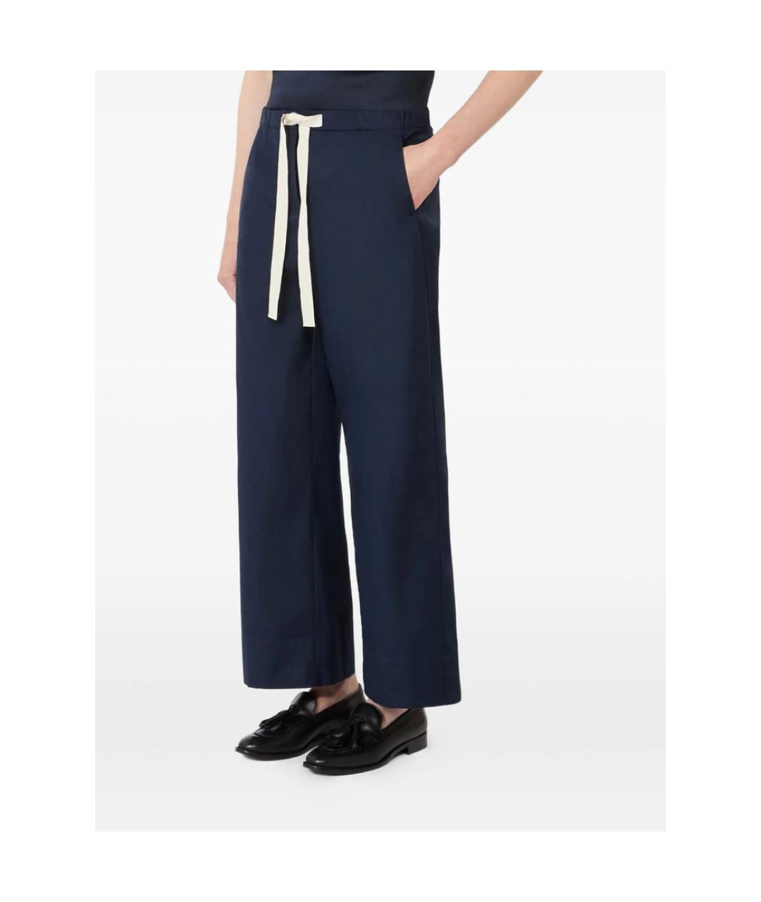 'S MAX MARA Синие хлопковые прямые брюки, фото 2