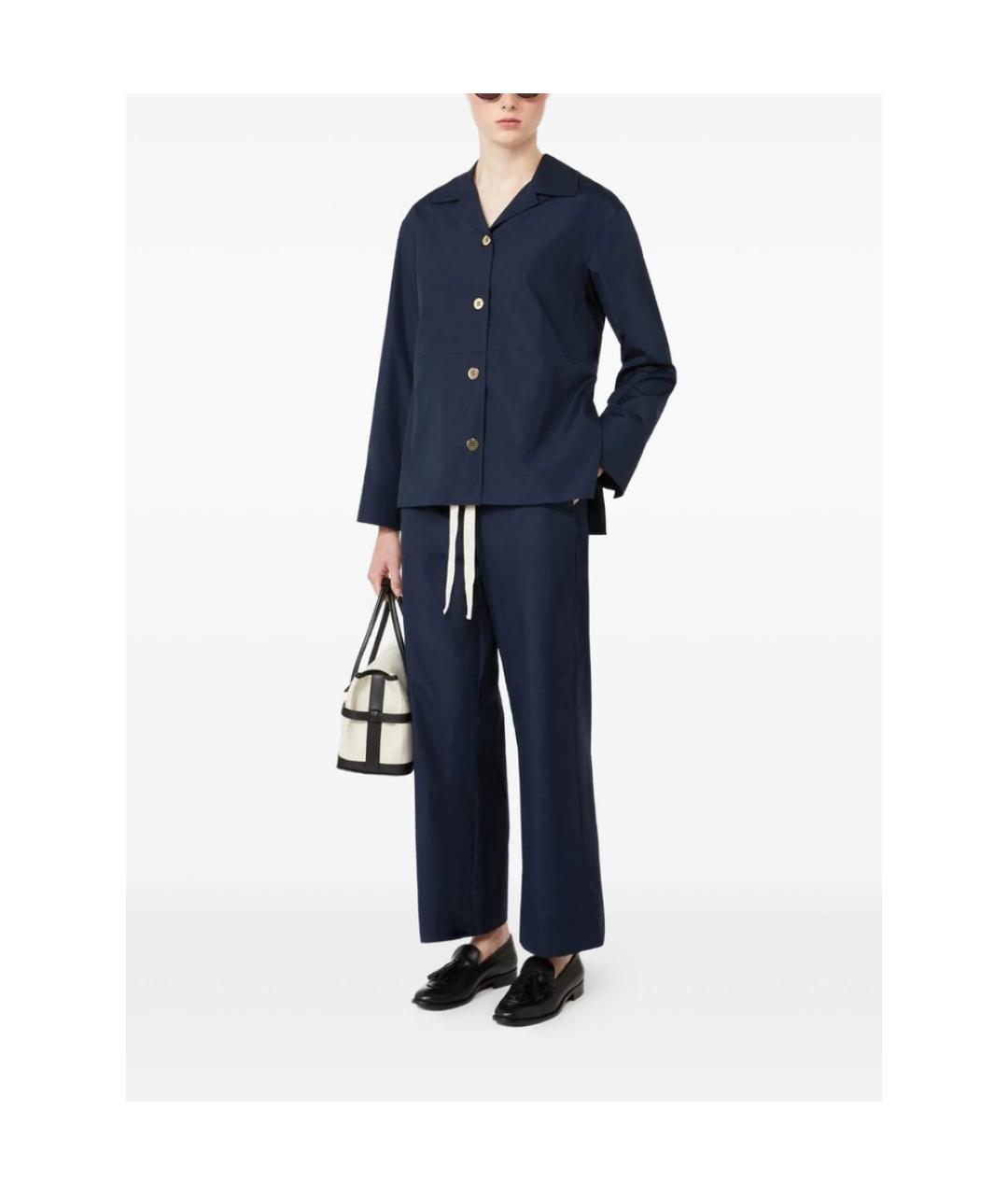 'S MAX MARA Синие хлопковые прямые брюки, фото 3
