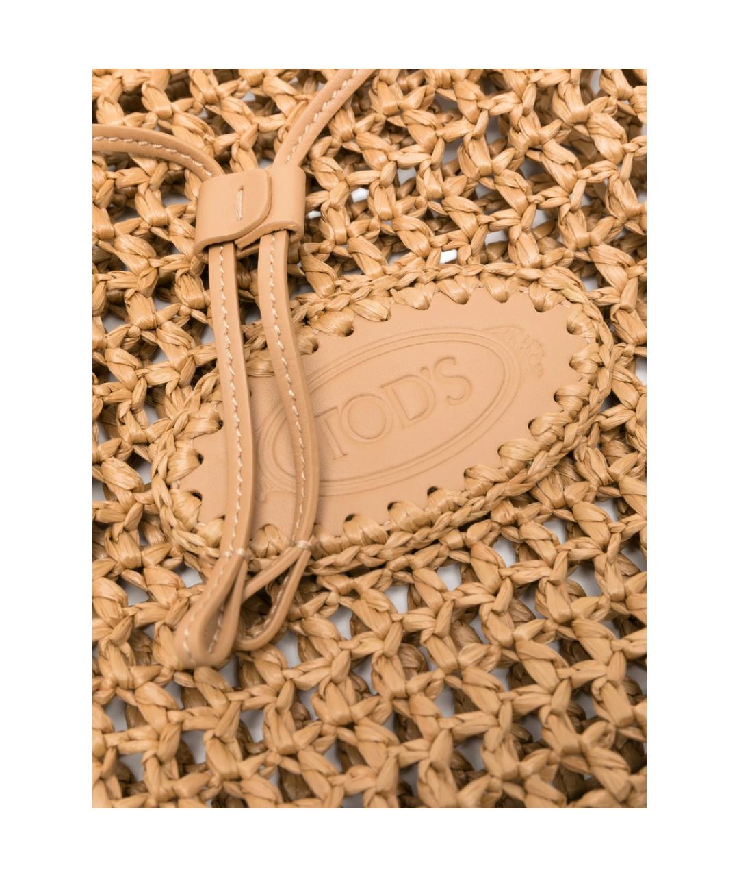 TOD'S Бежевая плетеная сумка через плечо, фото 4