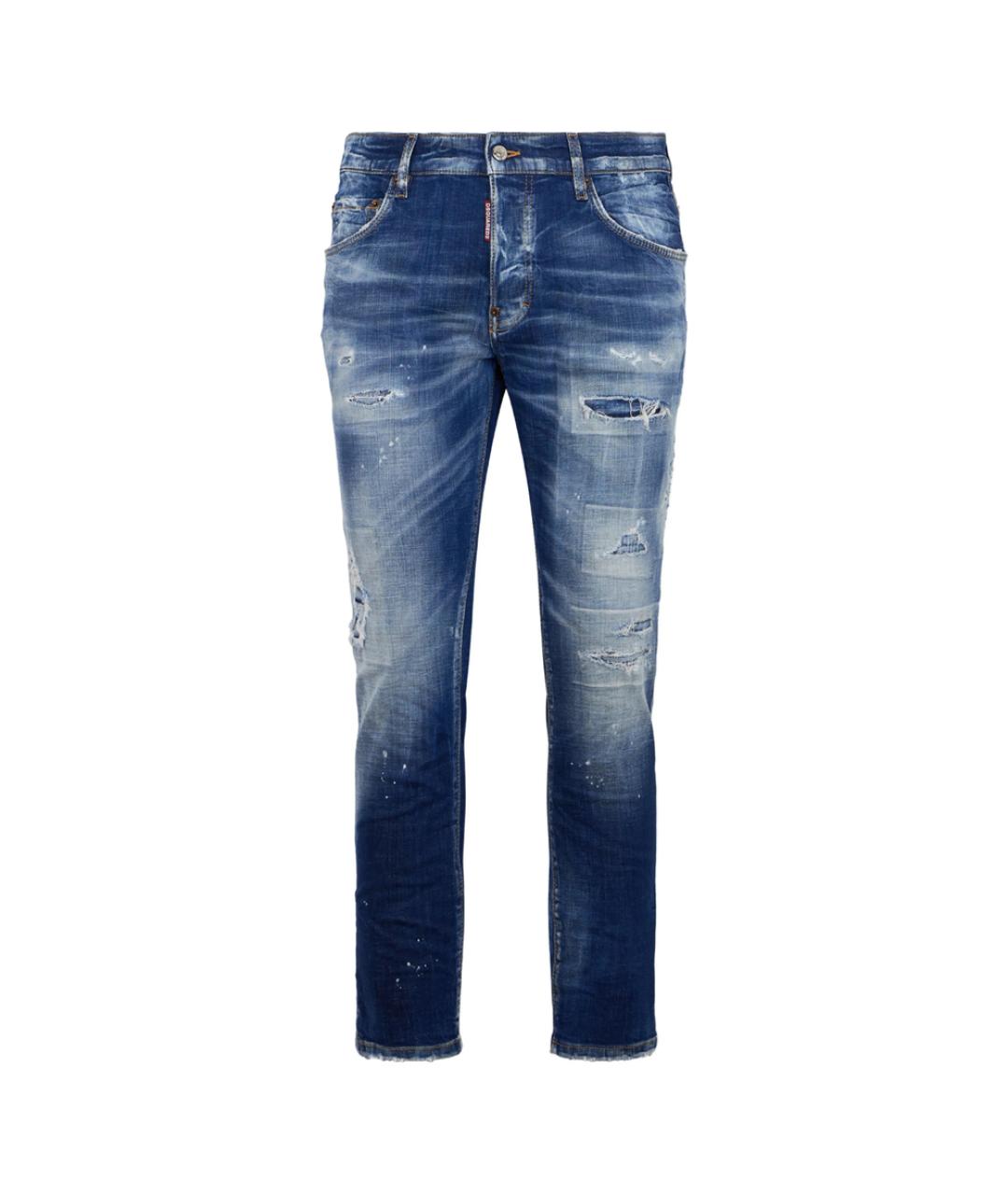 DSQUARED2 Синие хлопко-эластановые прямые джинсы, фото 1