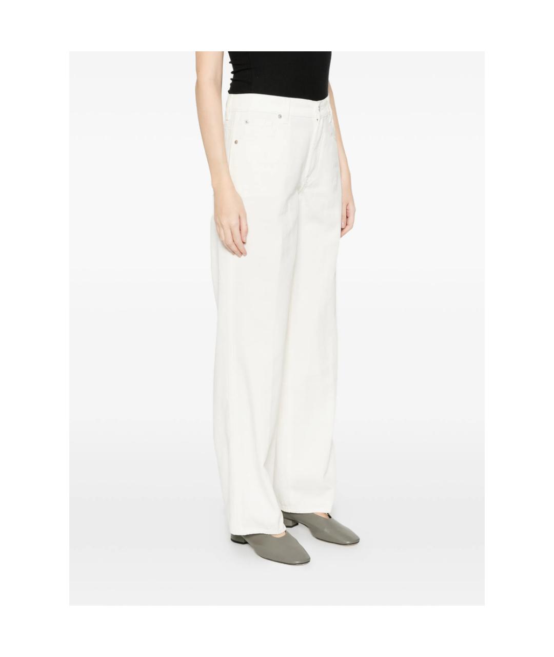 7 FOR ALL MANKIND Белые хлопковые прямые джинсы, фото 4