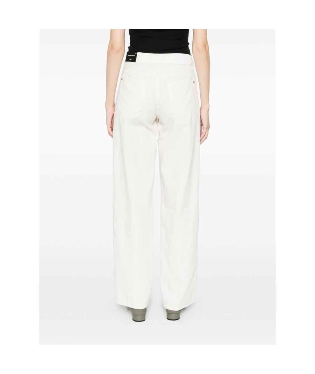 7 FOR ALL MANKIND Белые хлопковые прямые джинсы, фото 3