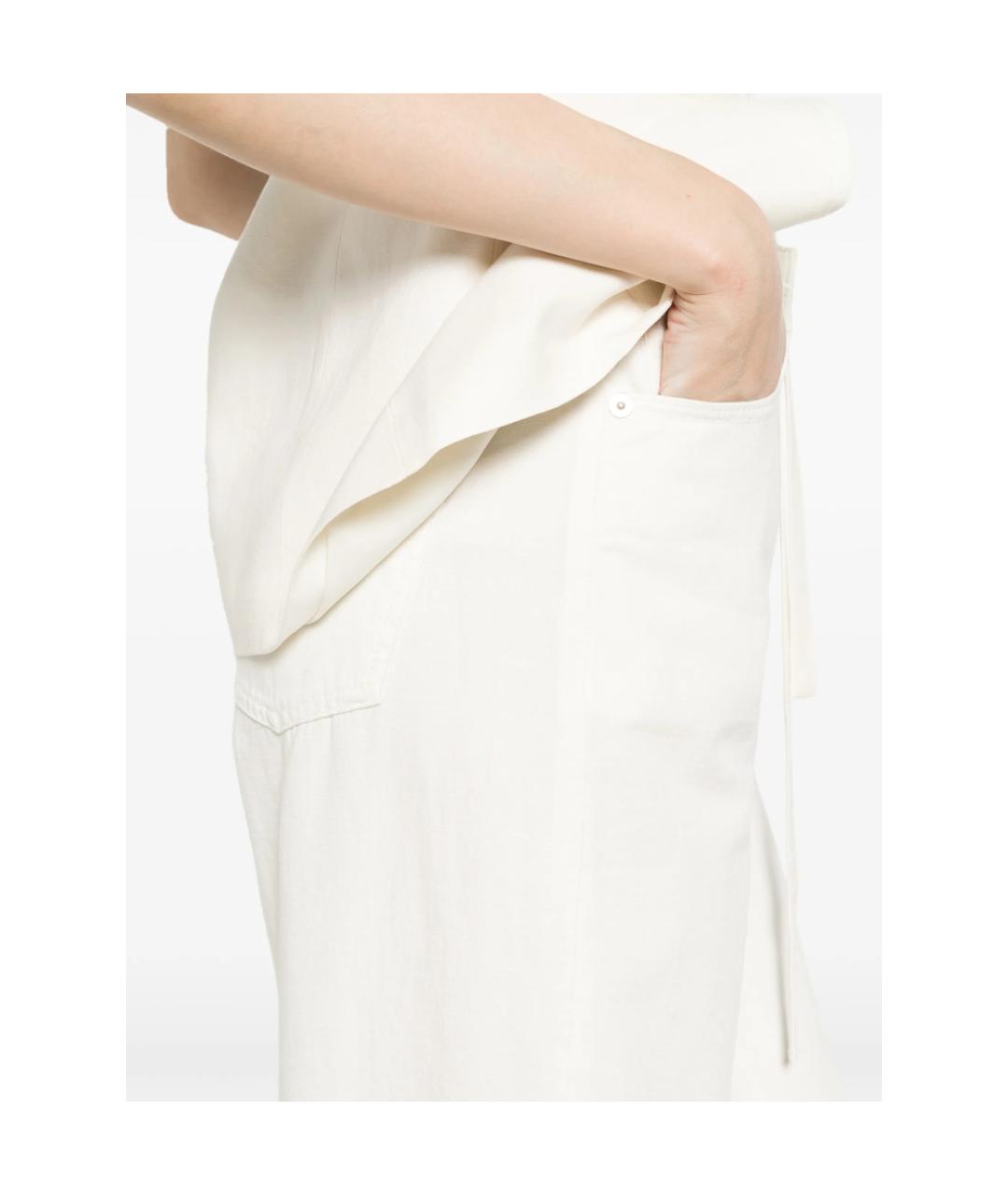 7 FOR ALL MANKIND Белые хлопковые прямые джинсы, фото 5