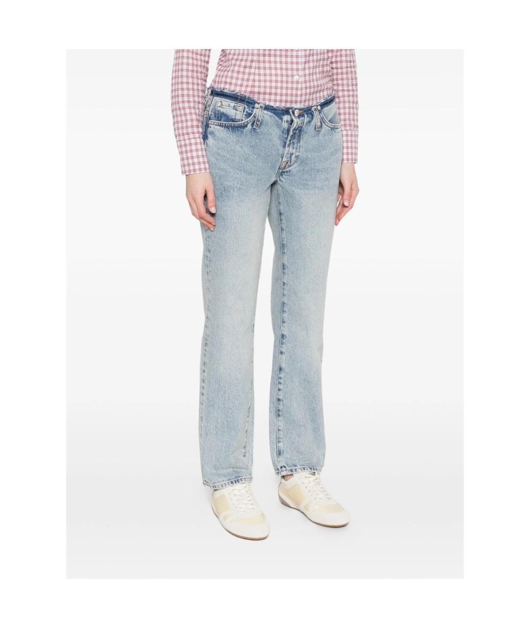 7 FOR ALL MANKIND Синие хлопковые прямые джинсы, фото 3