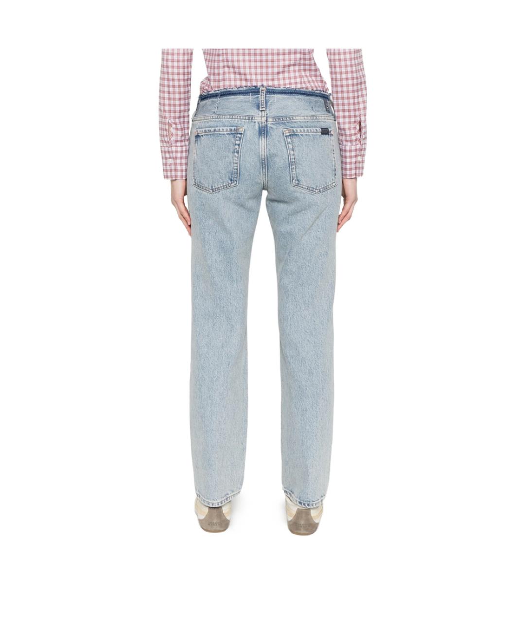 7 FOR ALL MANKIND Синие хлопковые прямые джинсы, фото 5