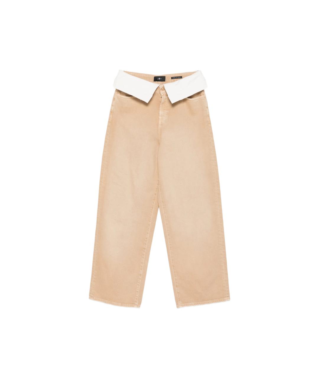 7 FOR ALL MANKIND Бежевые хлопковые прямые джинсы, фото 1